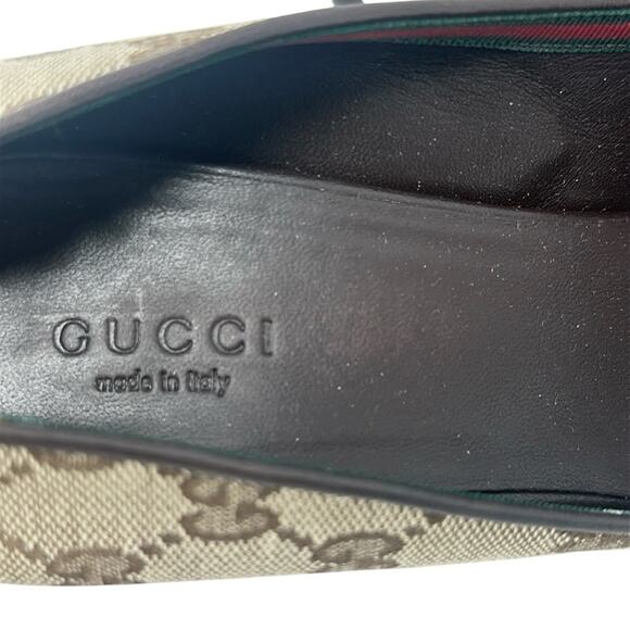 Gucci Monogram Guccissima Supreme Canvas Web Bow Sandals Heels Pumps Size 8.5B - Picture 4 of 10